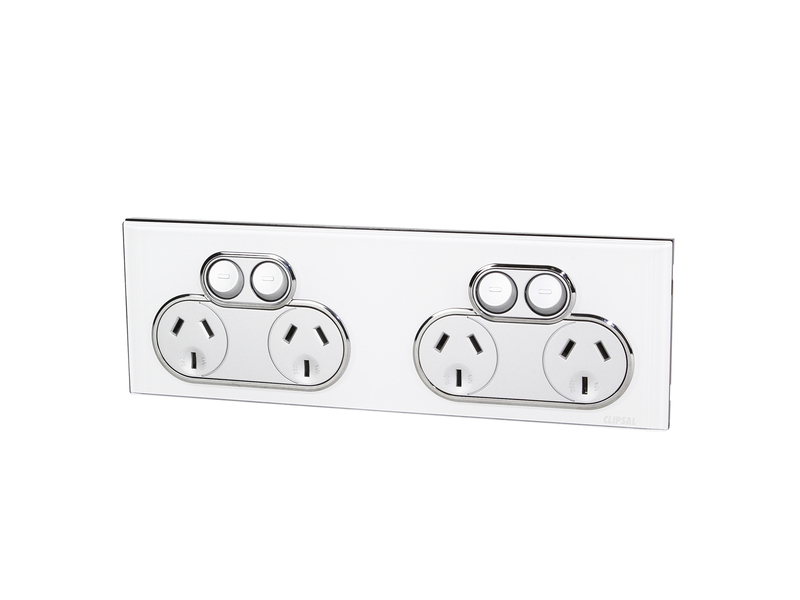 CLIPSAL SATURN 4025H2PW 4 Gang GPO 10Amp 250v (Pure White) , 4025H2 Clipsal by Schneider