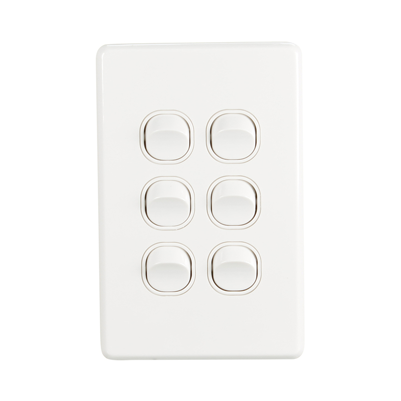 Trader Puma PUSWV6G | 6 Gang 16A Vertical Switch | White