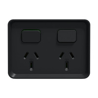 CLIPSAL Iconic O3025-BK | Double Weatherproof Power Point 10amp | Black | IP54 additional image