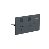 Clipsal 1025USBC-PT | Solis T Series Horizontal Double GPO With USB-C | Platinum Power Point additional image