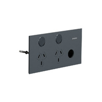 Clipsal 1025XUA-PT | Solis T Series Horizontal Double GPO With Extra Switch (NO MECH) | Platinum Power Point additional image