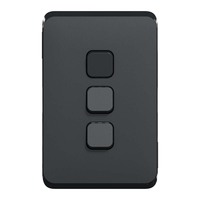 Clipsal Iconic 3043C-XB | 3 Gang Switch Plate Cover Black | (Skin Only) additional image