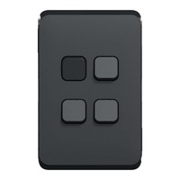 Clipsal Iconic 3044C-XB | 4 Gang Switch Plate Cover Black | (Skin Only) additional image