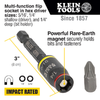 Klein Tools 32768 | 3-in-1 Impact Flip Socket Set, 1/4'', 5/16'', 2-Piece additional image
