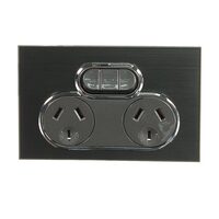 CLIPSAL SATURN 4025X-HB | 10Amp Double Power Point | With Extra Switch | Horizon Black additional image
