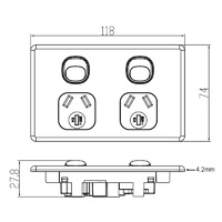 4C Slimline Double Power Point with Extra Switch 10Amp 250v | Elegant Range | White additional image