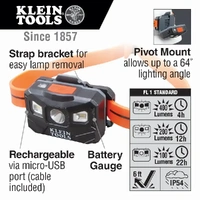 Klein Tools 56064 | Rechargeable Headlamp With Silicone Strap | 400lm additional image