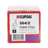 Clipsal 564/2 | Cable Clip To Suit 4mm² 3 Core Flat Cable | 100 Pack additional image