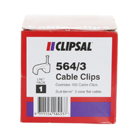 Clipsal 564/3 | Cable Clip To Suit 6mm² 3 Core Flat Cable | 100 Pack additional image