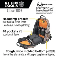 Klein Tools 62800BPCAMO  | Tradesman Pro™ XL Tool Bag Backpack | 40 Pockets | Camo additional image