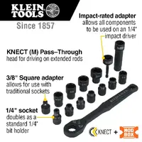 Klein 65400 | KNECT MODbox Impact Pass Through Socket Set | 15 Pieces additional image