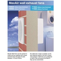 Clipsal Airflow 7008A | Wall Exhaust Fan, Axial, 150mm, Pull-Cord Switch additional image