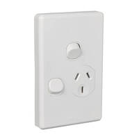 Clipsal Classic C2015VXA-WE | 10Amp Single Switch Socket Outlet, Vertical, Removable Extra Switch additional image