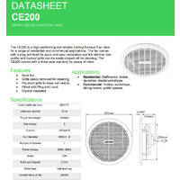 Clipsal Airflow CE200 | Ceiling Mounted Exhaust Fan 200mm additional image