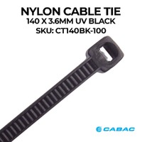 Cabac Cable Ties CT140BK-100 | 140mm x 3.6 mm nylon Black (100) Pack additional image