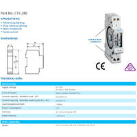 CABAC CTS-180 | 24 hour Single pole timer Din Mount 16(4)amp Analogue | 50 Hrs Battery Backup additional image