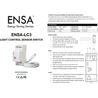 ENSA-LC3 | Corded Light Control Daylight Sensor 230Vac 50Hz 20Amp additional image