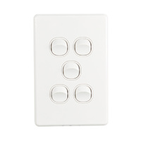 Trader Flat Cat FLSWV5G | 5 Gang 16A Vertical Slimline Switch | White additional image