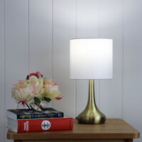 Lighting Factory LF9205AB | Lola On & Off Touch Lamp | Antique Brass additional image