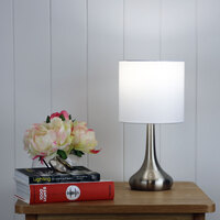Lighting Factory LF9205BCH | Lola On & Off Touch Lamp | Brushed Chrome additional image