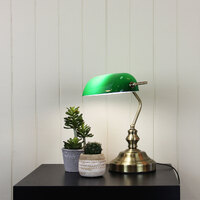 Oriel OL99441AB | Bankers Switched Antique Brass With Green Glass Shade additional image