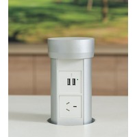 Point Pod PPCU1 | Pop-Up Power Outlet 1 Power Point with 2 USB | Silver/White additional image