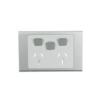 Clipsal Iconic STYL Double Switched Internal Power point with extra Switch Cover Plate Silver | S3025XC-SV additional image
