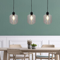 Stylux SL63523CL | Marconi Trilight 3 Clear Glass Light Pendant | Black additional image