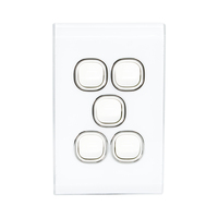 Snow Leopard SNSWV5GWW | 5 Gang Light switch | 16AX/20Amp 250v | Glass Look additional image