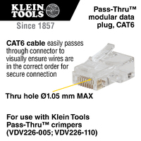 Klein Tools VDV826-703 |  Pass-Thru™ Modular Data Plug | RJ45-CAT6 | 50 Pack additional image
