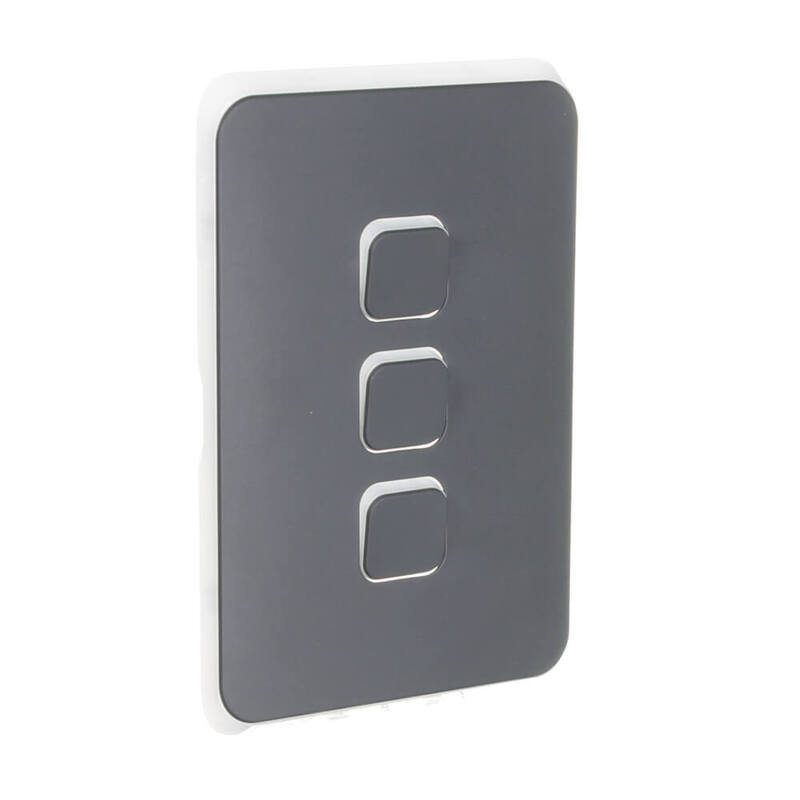 Clipsal Iconic 3043CAN 3 Gang Switch Plate Cover Anthracite (Skin