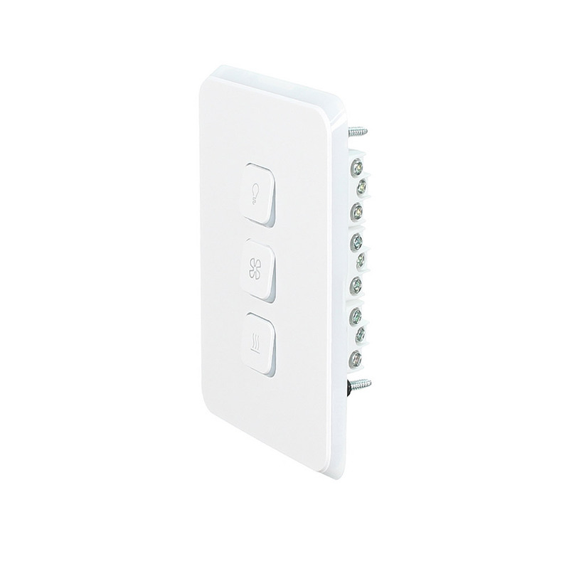 Clipsal Iconic 3043VAHeatFanLight VW 3 Gang complete switch 10Amp