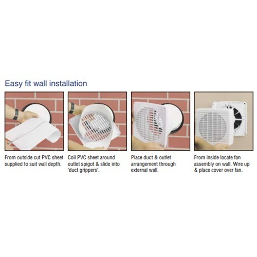 Airflow 7108A Wall Exhaust Fan, Axial, 200mm, PullCord Switch