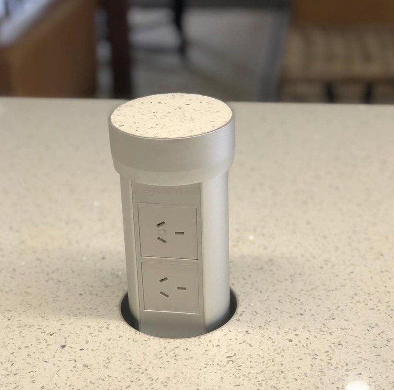 Point Pod PPC01 PopUp Power Outlet 2 Power Point Silver/White