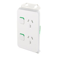 Clipsal Iconic 3025V-VW | Twin Switch Socket Outlet, Vertical Mount, 250V, 10A additional image