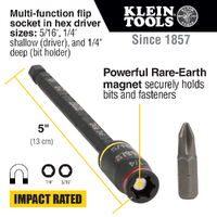 Klein Tools 32768 | 3-in-1 Impact Flip Socket Set, 1/4'', 5/16'', 2-Piece additional image