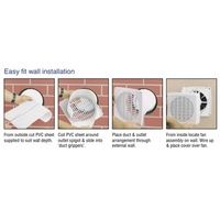Clipsal Airflow 7008A | Wall Exhaust Fan, Axial, 150mm, Pull-Cord Switch additional image