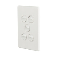 Trader Flat Cat FLSWV5G | 5 Gang 16A Vertical Slimline Switch | White additional image