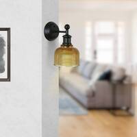 Oriel OL69371AM | Brighton Black/Amber Wall Light | Black additional image