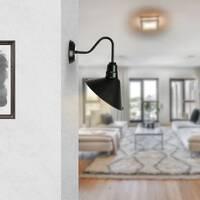 Oriel OL69375BK | Derwent Industrial Vintage Style Wall Light | Black additional image