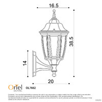 Oriel OL7662PR | Highgate Traditional Outdoor Wall Light | Primrose additional image