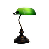 Oriel OL99441BK | Bankers Lamp Switched With Green Glass Shade | Black additional image