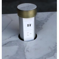 Point Pod PPCU1 | Pop-Up Power Outlet 1 Power Point with 2 USB | Silver/White additional image