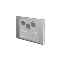 Clipsal Iconic STYL Double Switched Internal Power point with extra Switch Cover Plate Silver | S3025XC-SV additional image