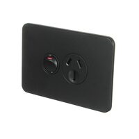 Hager Silhouette WBSP115S-MB | Single Power Point 15Amp | Slimline | Matt Black additional image
