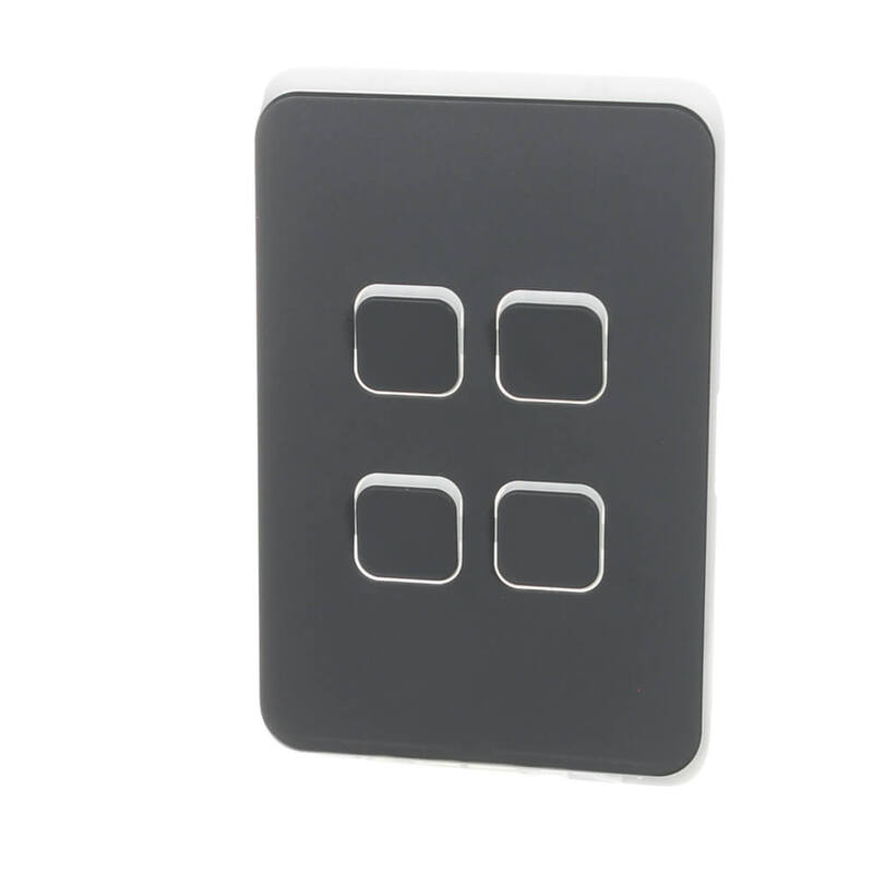 Clipsal Iconic 3044CAN 4 Gang Switch Plate Cover Anthracite (Skin Only) 3044CAN