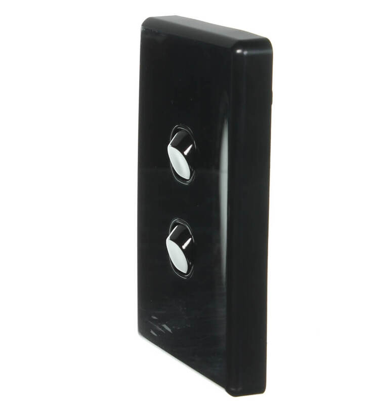 Clipsal C2032VABK 2 Gang Switch 10Amp Black (Classic Series)