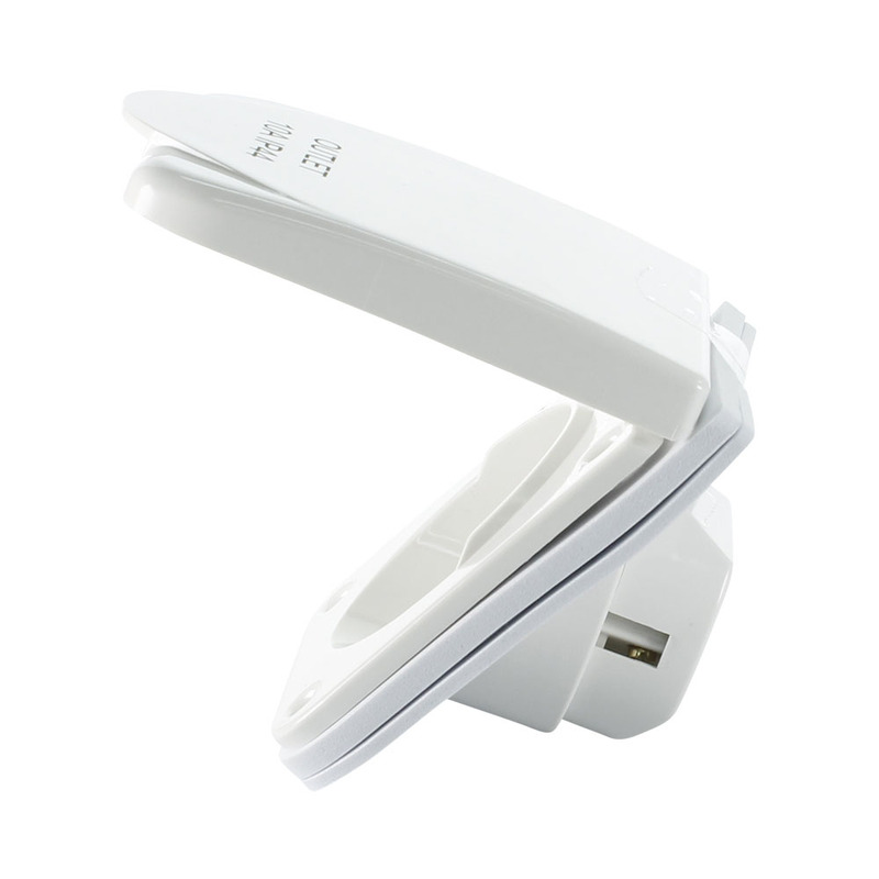 NLS 30791 | Weatherproof Inlet 15 Amp White IP44 | Caravan Inlet