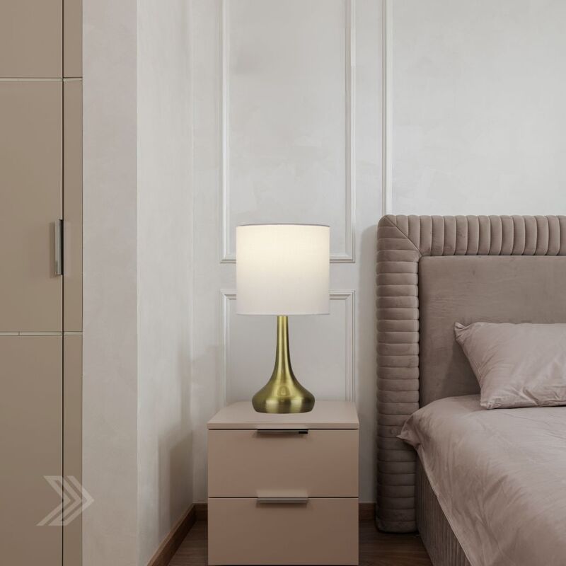 Lighting Factory LF9205AB | Lola On & Off Touch Lamp | Antique Brass