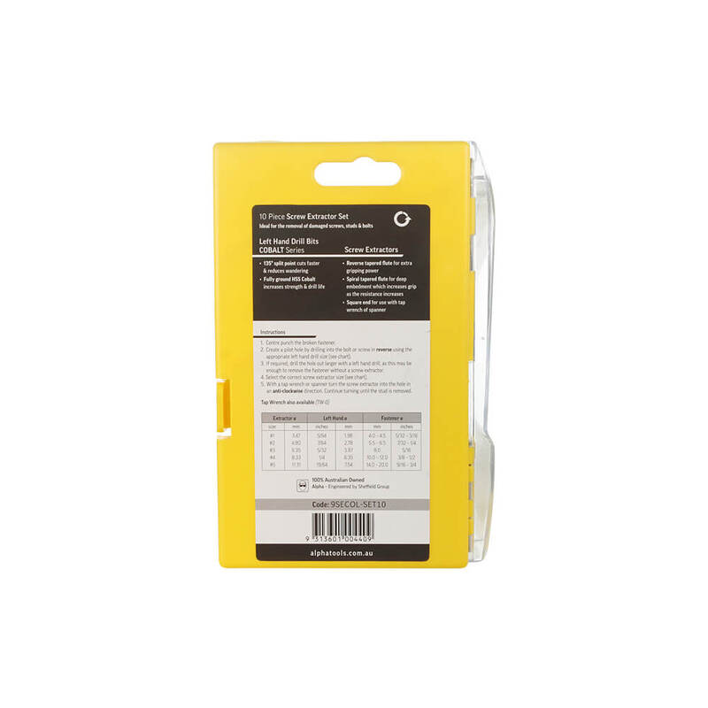 Screw Extractor Set Alpha Alpha 9SECOL-SET10 | Screw Extractor Drill Set Cobalt | 10-Set